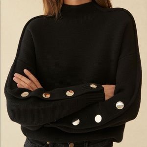 Ba&sh | Black Astana Metal Button Chunky Knit Sweater